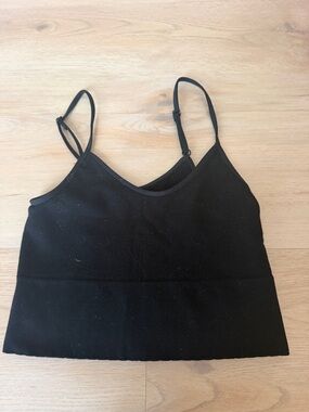 Anthropologie Black Cropped Ribbed Cami Top